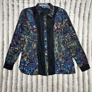 Derek Lam for‎ design nation button up top long sleeve large multicolor